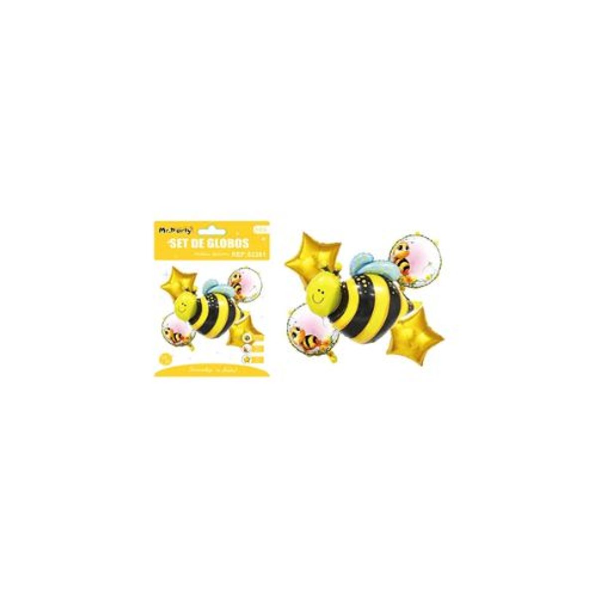 GENERICO - Set de globos metálicos abeja 5pcs