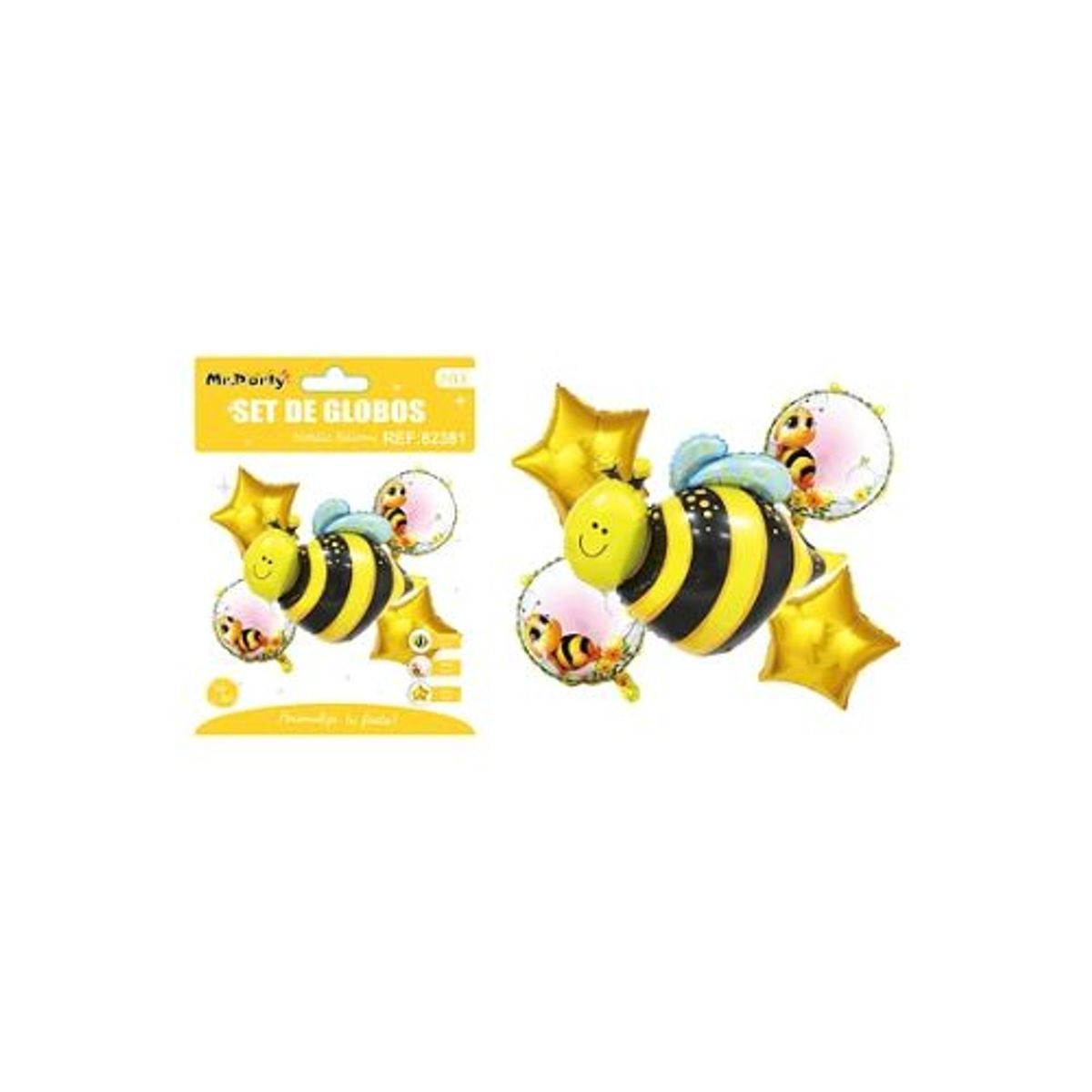 GENERICO - Set de globos metálicos abeja 5pcs