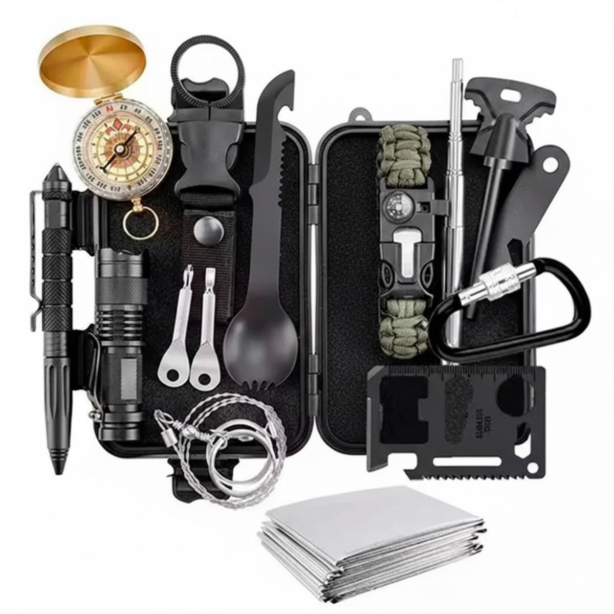 GENERICO - Kit Supervivencia Táctico 15 Piezas Emergencia Camping