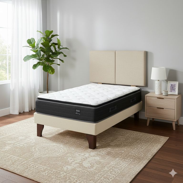Cama Europea 1.5 Plaza 200 Plus Respaldo Everest