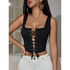 GARSIL - Elegante Crop Top Tipo Corset Con Tirantes Y Escote Para Mujer