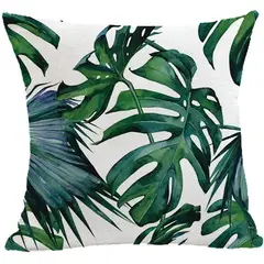 GENERICO - Pack 3 Fundas de Cojín 45x45 cm Hojas Tropicales Monstera Intensa