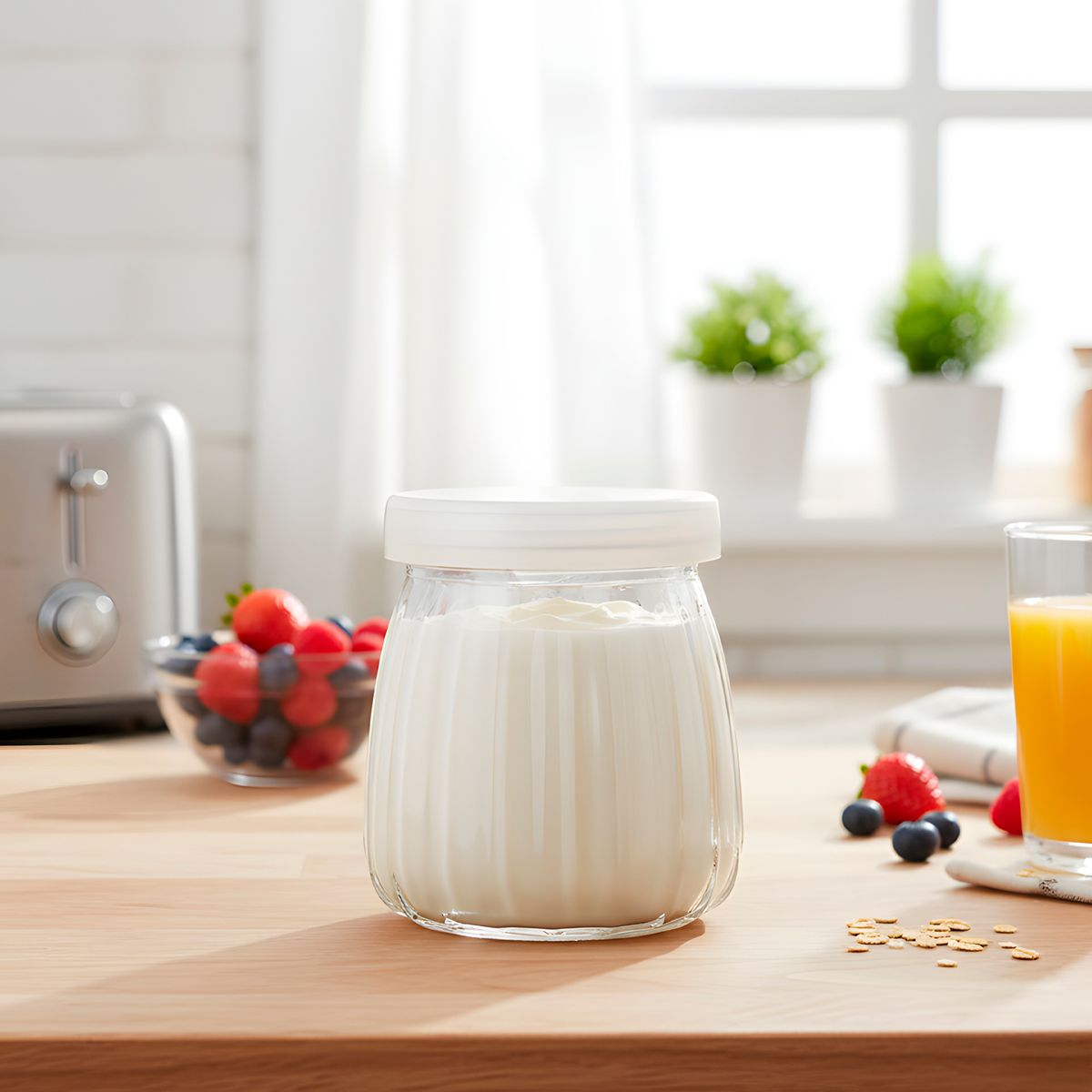 GENERICO - 20 Frasco Vidrio Redondo Yogur 100ml Postres Tapa Plastica