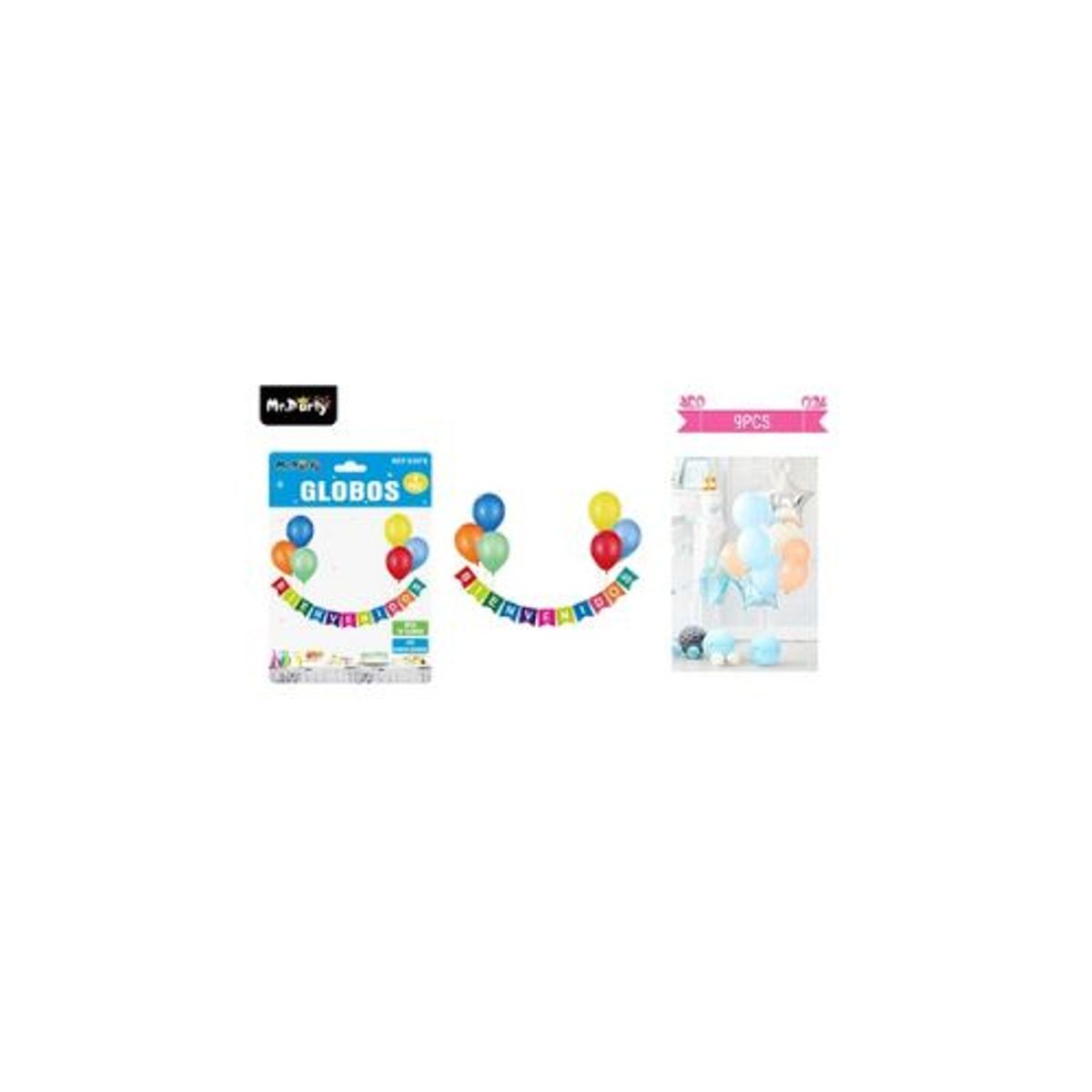 GENERICO - Set de globos látex y guirnalda bienvenidos multicolor 9pcs