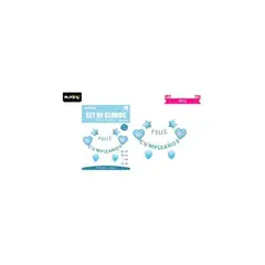 GENERICO - Set de globos y guirnalda azul con estrella y corazón 7pcs