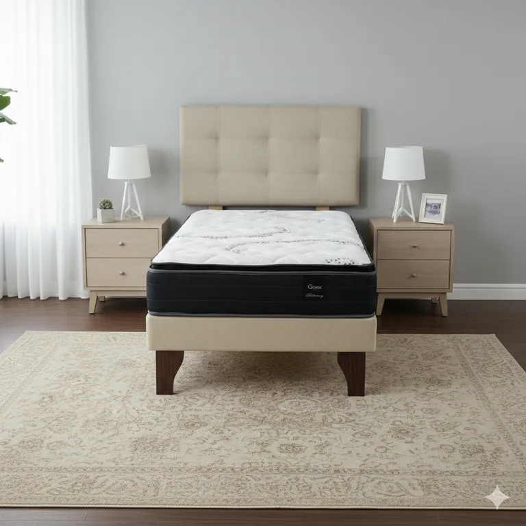 Cama Europea 1.5 Plaza 190 Plus Respaldo Ginebra