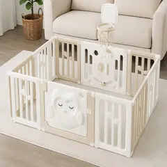 BEBECO - Corral bebe Búho Beige L 186×126 cms. Altura 63 cms.