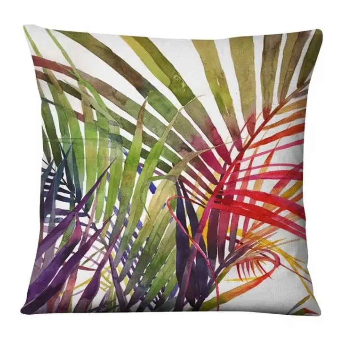 GENERICO - Pack 3 Fundas de Cojín 45x45 cm Hojas Tropicales Multicolor