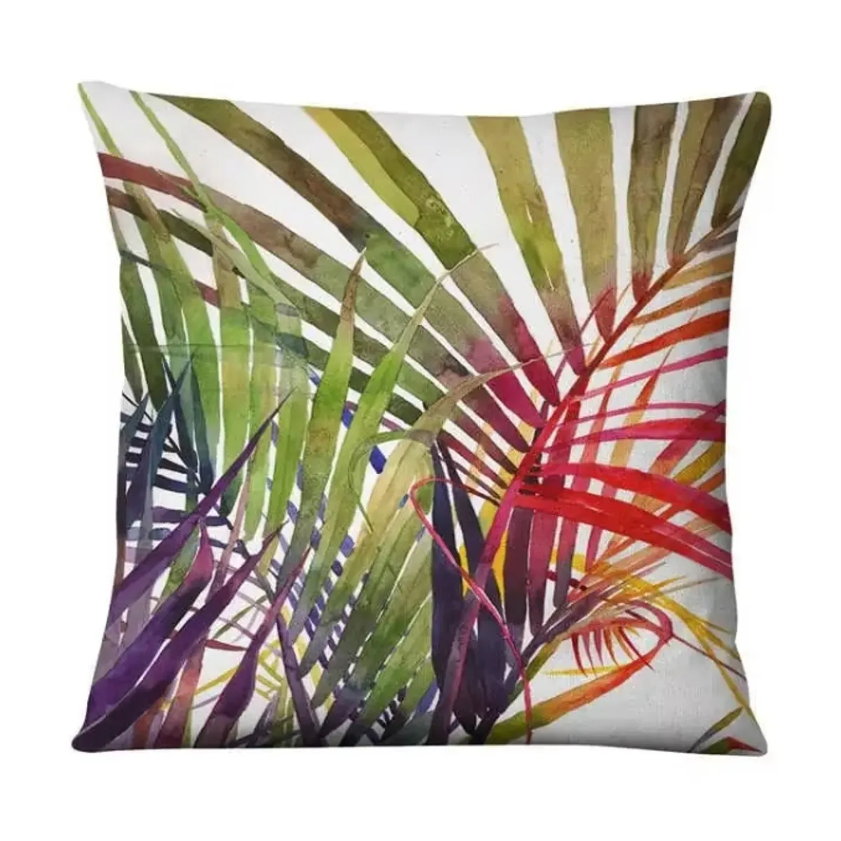 GENERICO - Pack 3 Fundas de Cojín 45x45 cm Hojas Tropicales Multicolor