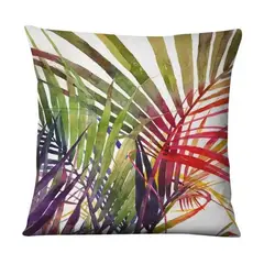GENERICO - Pack 3 Fundas de Cojín 45x45 cm Hojas Tropicales Multicolor