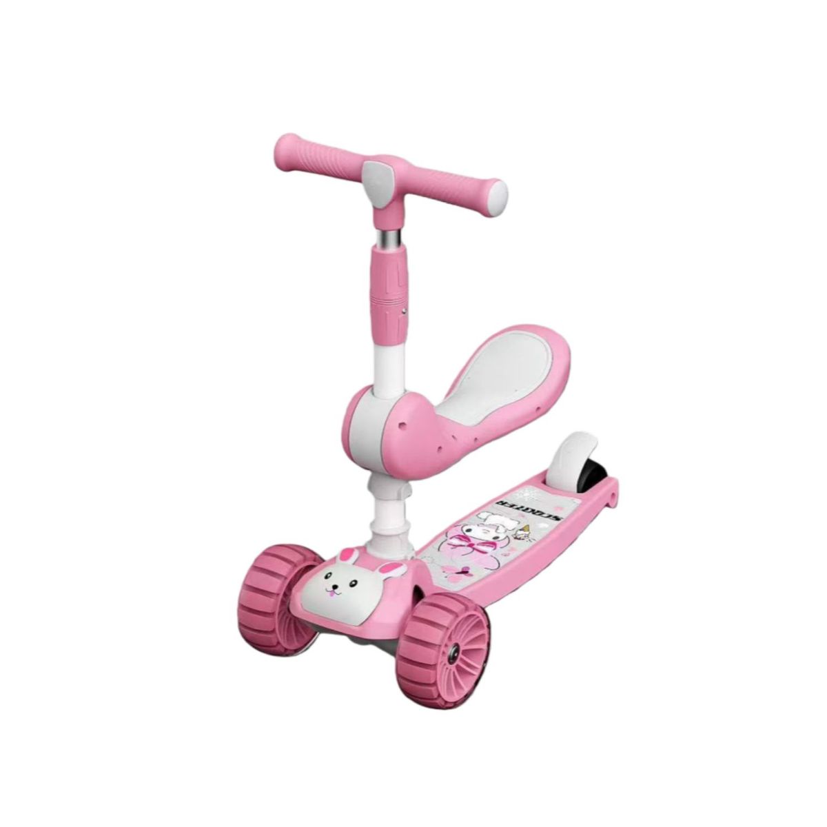 BABYLUNA - Scooter Monopatín con Asiento Ajustable Conejo Rosa
