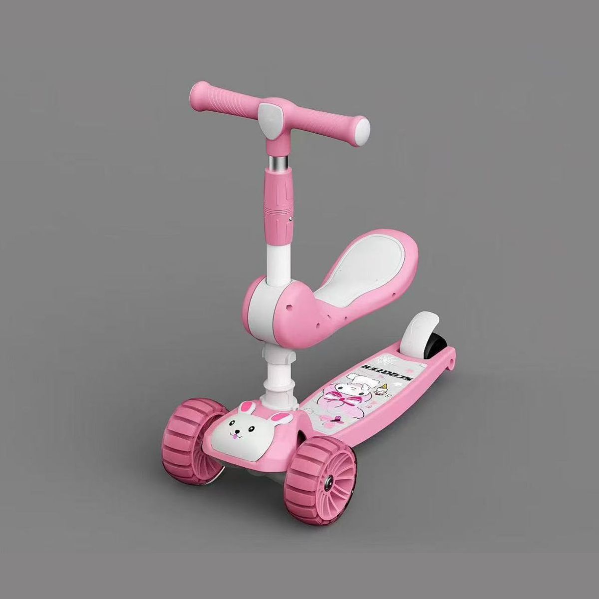 BABYLUNA - Scooter Monopatín con Asiento Ajustable Conejo Rosa