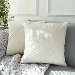 TODOHOGAR SANTIAGO DE CHILE - Set de 2 cojines de terciopelo doble pliegue - BLANCO INVIERNO