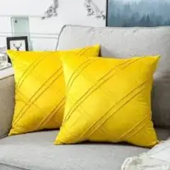 TODOHOGAR SANTIAGO DE CHILE - Set de 2 cojines de terciopelo doble pliegue - AMARILLO