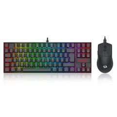 REDRAGON - Kit Gamer Teclado Kumara K552 RGB + Mouse King M724 1KHZ Cableado Negro
