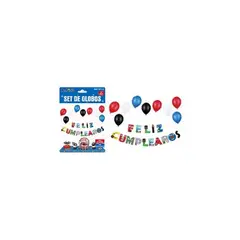 GENERICO - Set de globos con guirnalda de autos 11pcs
