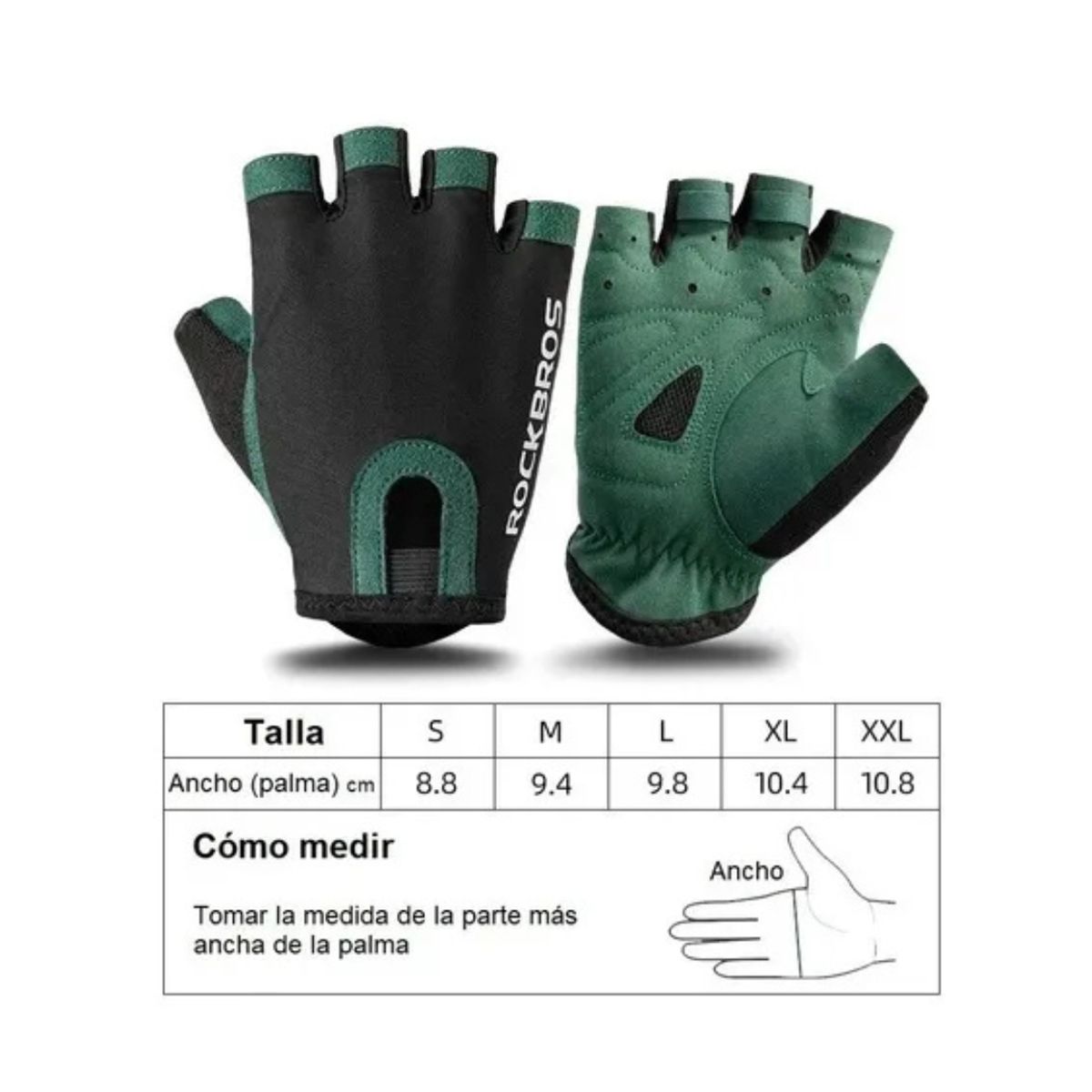 ROCKBROS - Guantes Medio Dedo Cortos Para Ciclismo Rockbros Mtb  M