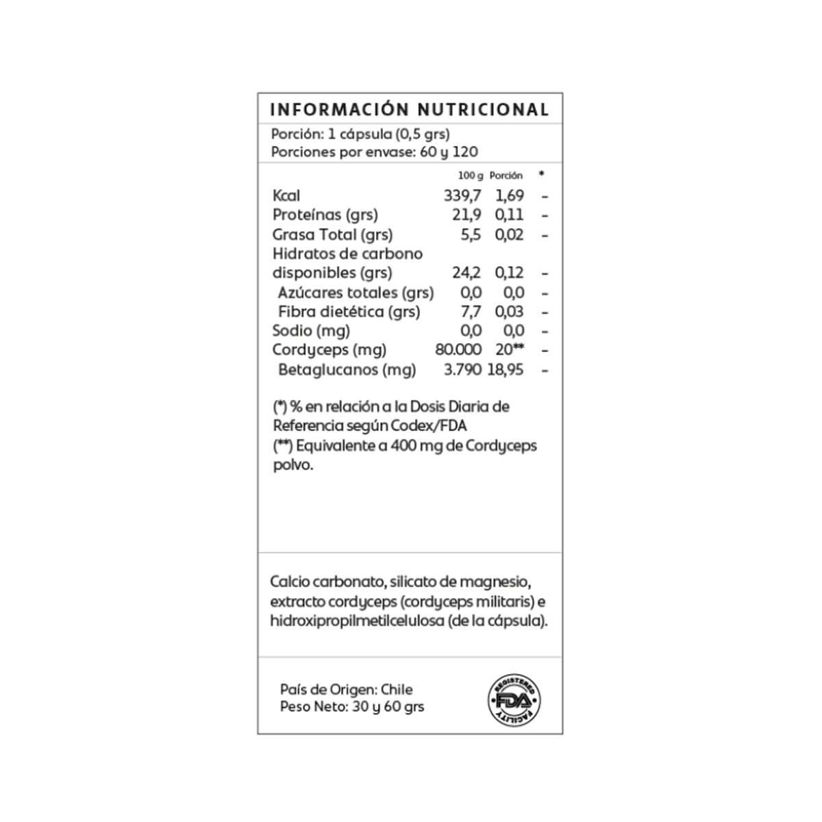 GENERICO - Cordyceps Militaris 120 Capsulas Mind Nutrition