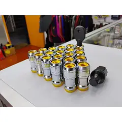 GENERICO - SET DE TUERCAS DE SEGURIDAD VOLK RACING DOBLE PROTECCIÓN M12X1.25 PLATA CON DORADO