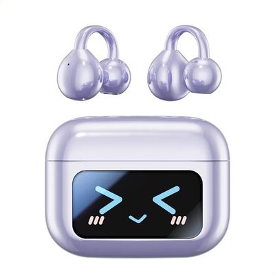 Imagen 2 del producto Audífonos Bluetooth Tipo Arete + Accesorio Mariposa Morado