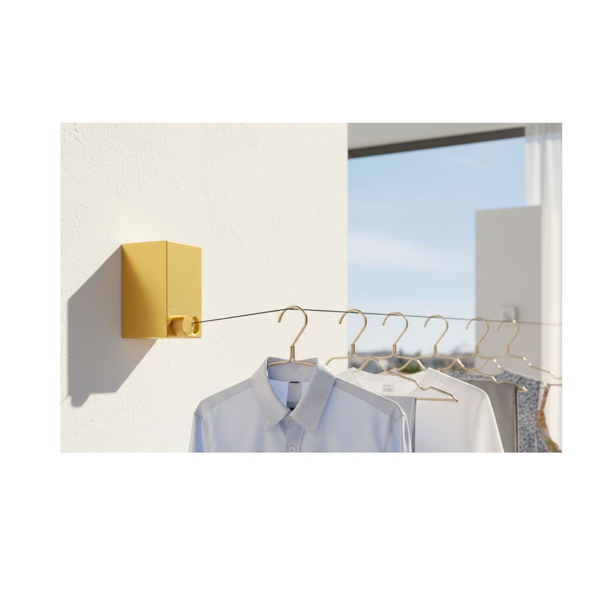 GENERICO - Tendedero Retráctil Colgador De Ropa Pared Color Dorado