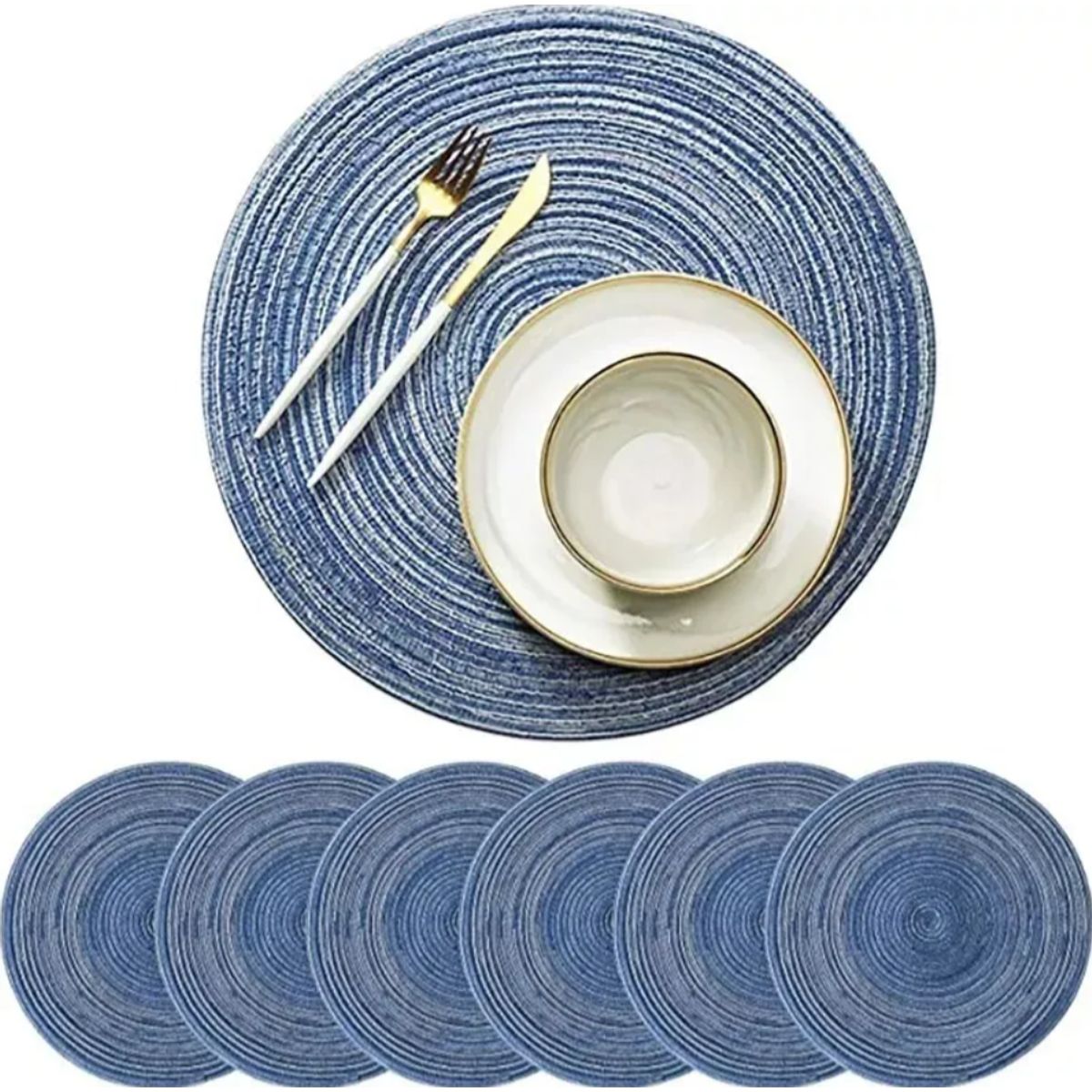 OKAY - Set De 6 Individuales Redondos Trenzados 38cm