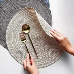 HD HOGAR SPA - Set 6 Individuales Redondos Trenzados 38cm