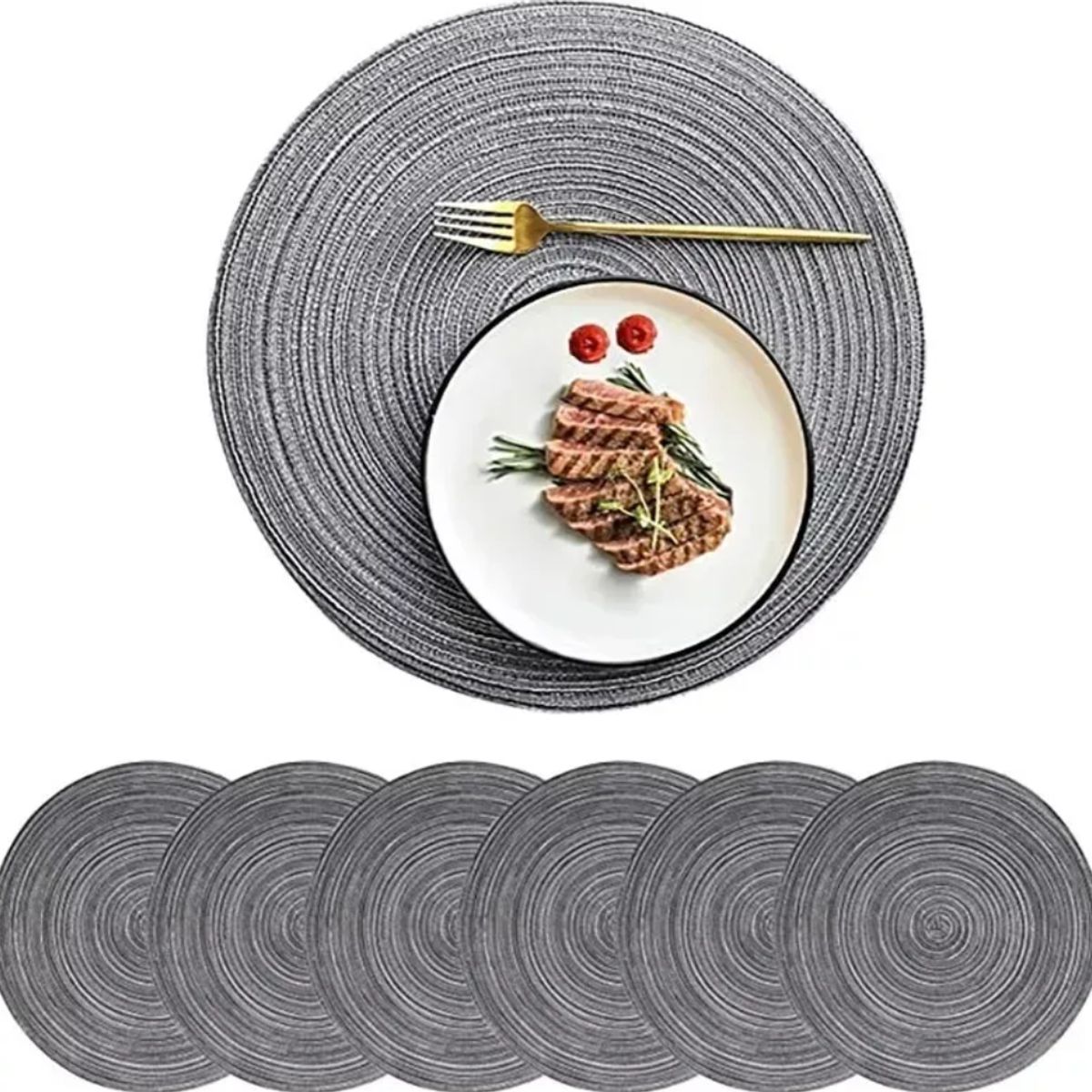 OKAY - Set De 6 Individuales Redondos Trenzados 38cm