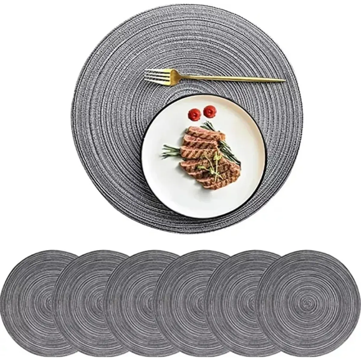 OKAY - Set De 6 Individuales Redondos Trenzados 38cm