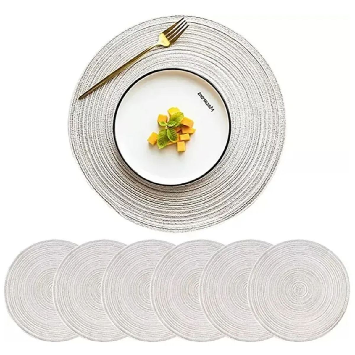 OKAY - Set De 6 Individuales Redondos Trenzados 38cm