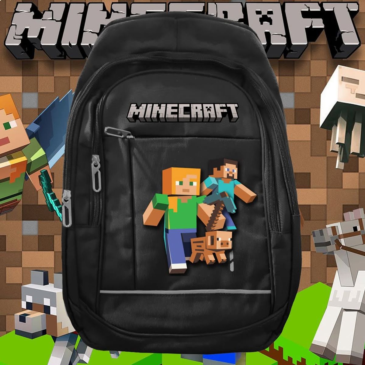 GENERICO - Mochila Minecraft  Aventura y Estilo Gamer