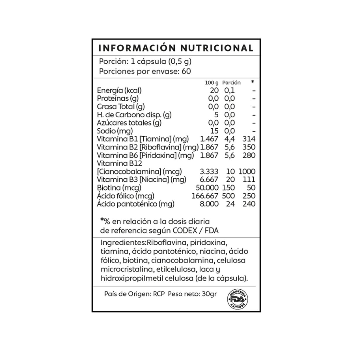 GENERICO - B-complex 120 Capsulas Mind Nutrition