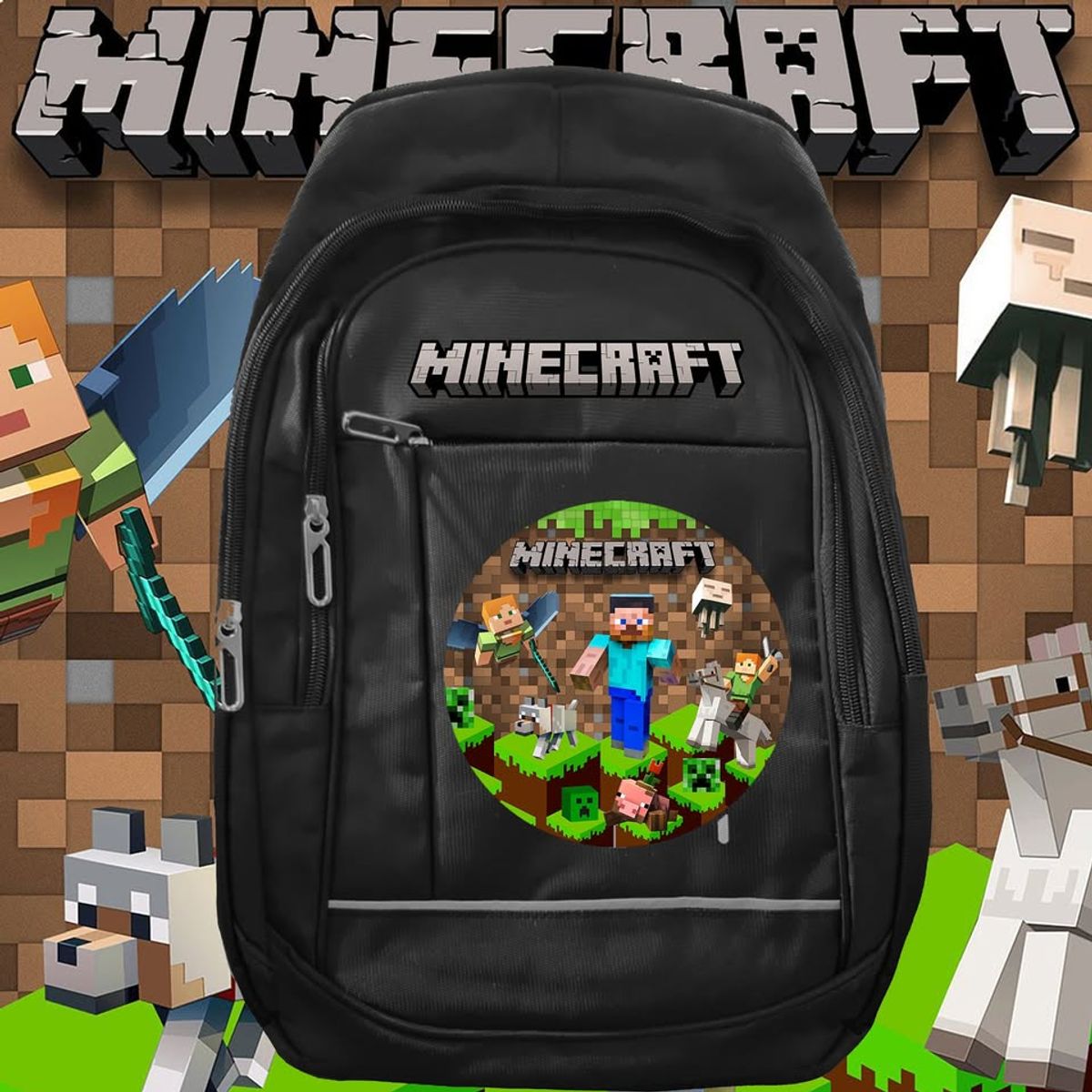GENERICO - Mochila Minecraft  Aventura y Estilo Gamer modelo 2