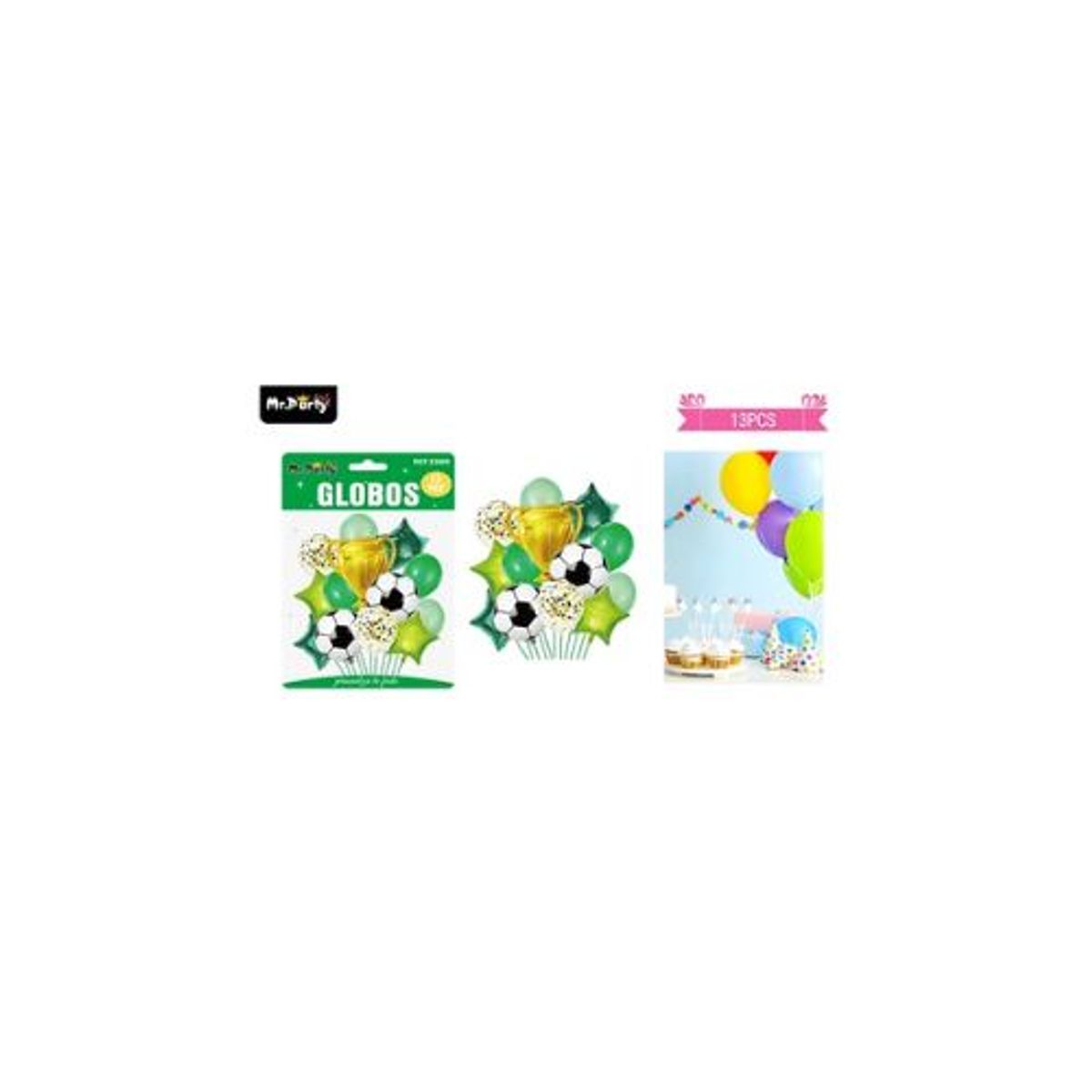 GENERICO - Set de globos de látex 13pcs fútbol y trofeo