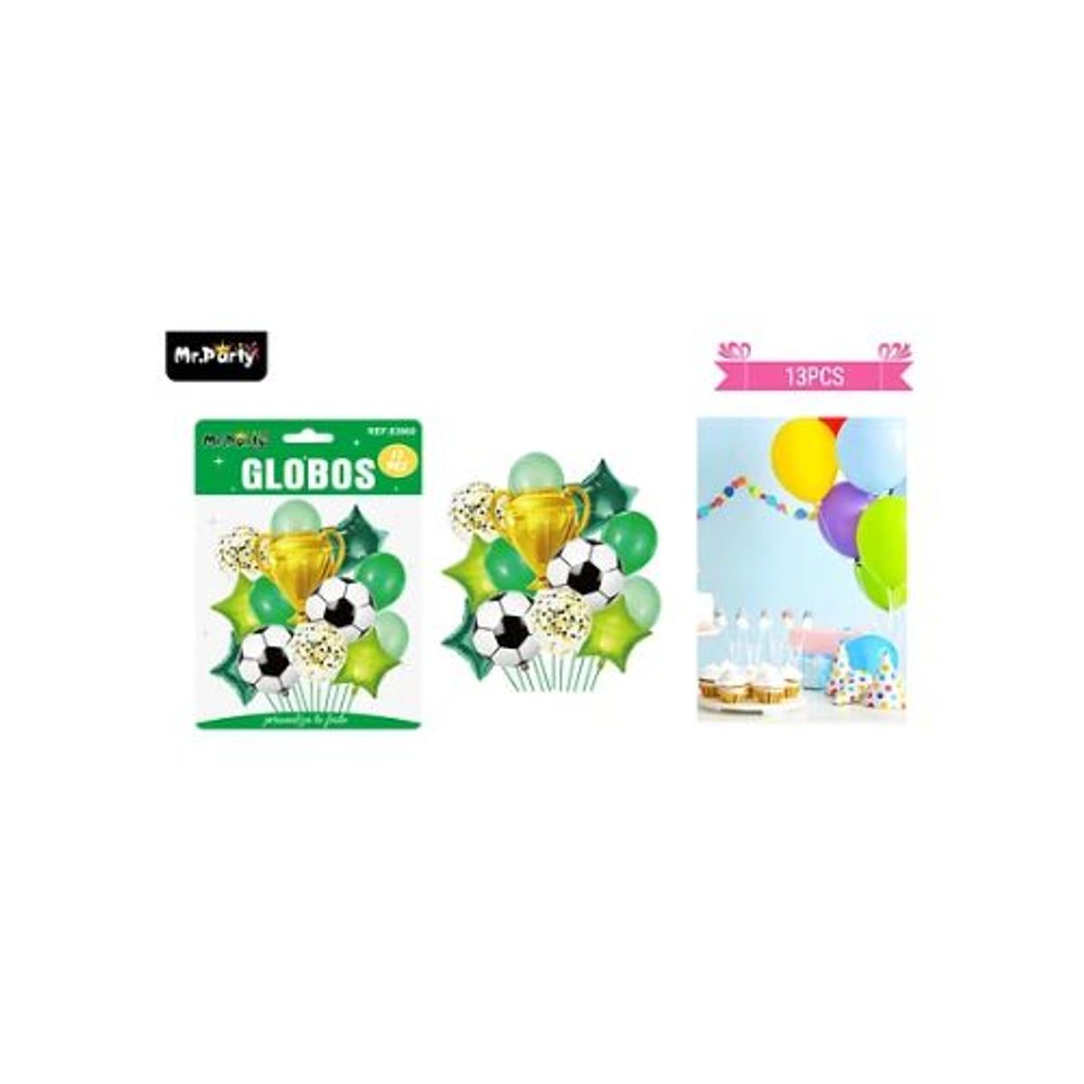 GENERICO - Set de globos de látex 13pcs fútbol y trofeo