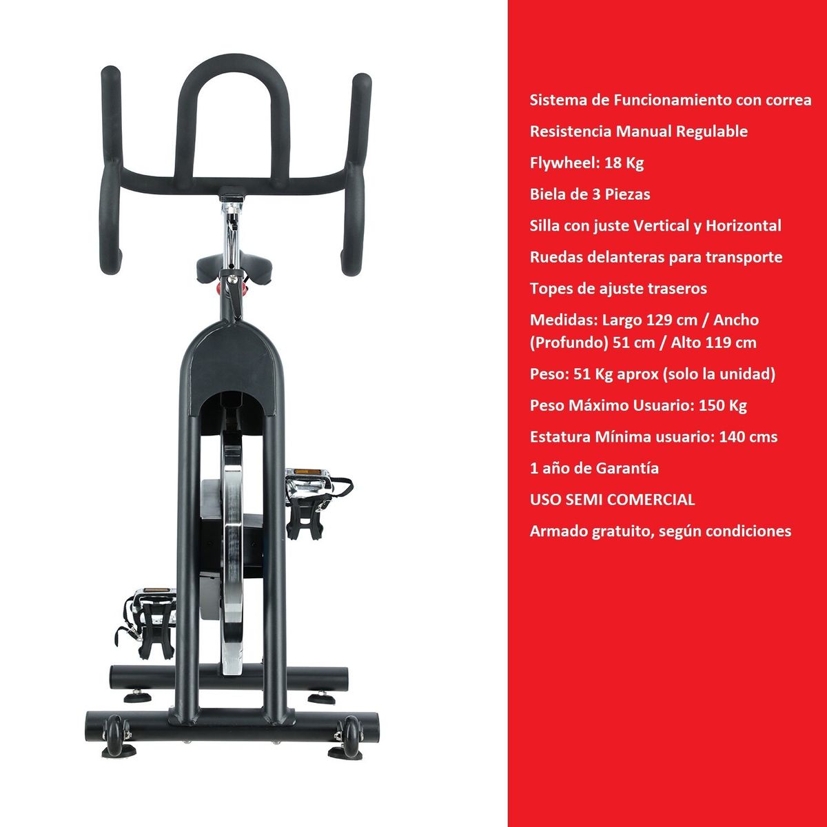 BODYTRAINER - Bicicleta Spinning de correa SPN ELT900