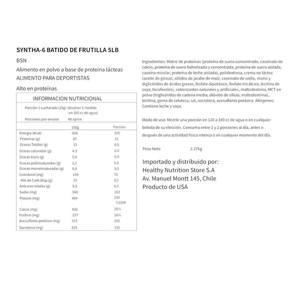 GENERICO - PROTEINA WHEY SYNTHA-6 48 SERVICIOS STRAWBERRY MILKSHAKE - BSN