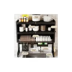 DOPA - Escurridor Secador Loza Platos 3 Niveles Organizador 85cm Negro