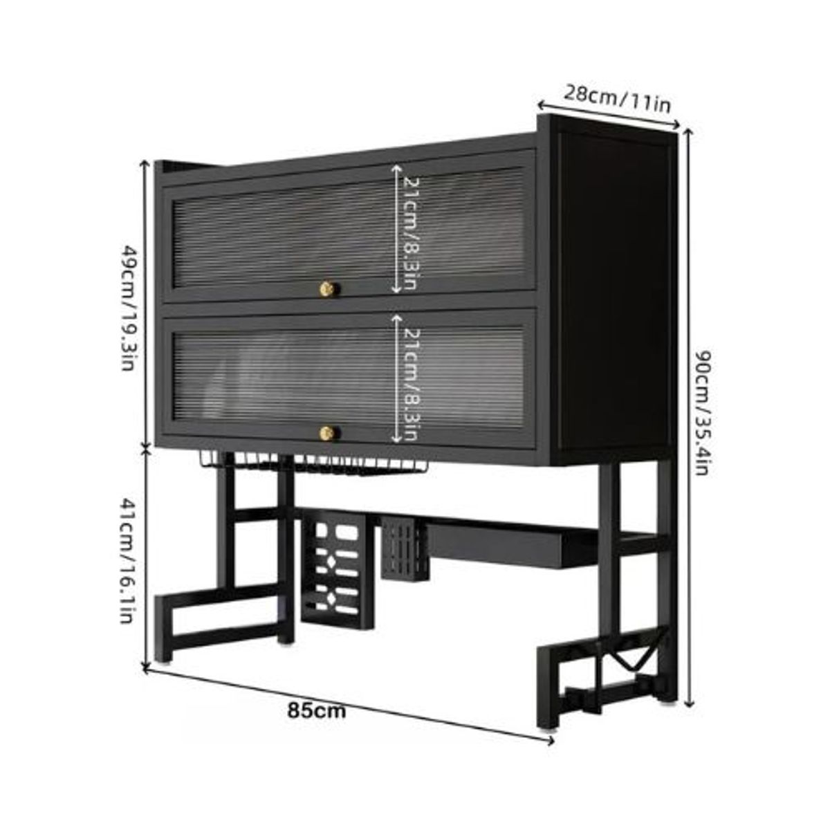 DOPA - Escurridor Secador Loza Platos 3 Niveles Organizador 85cm Negro