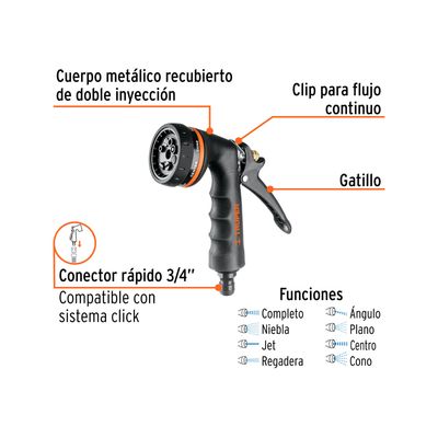 Imagen 2 del producto Pistola Para Riego Metalica 8 Funciones