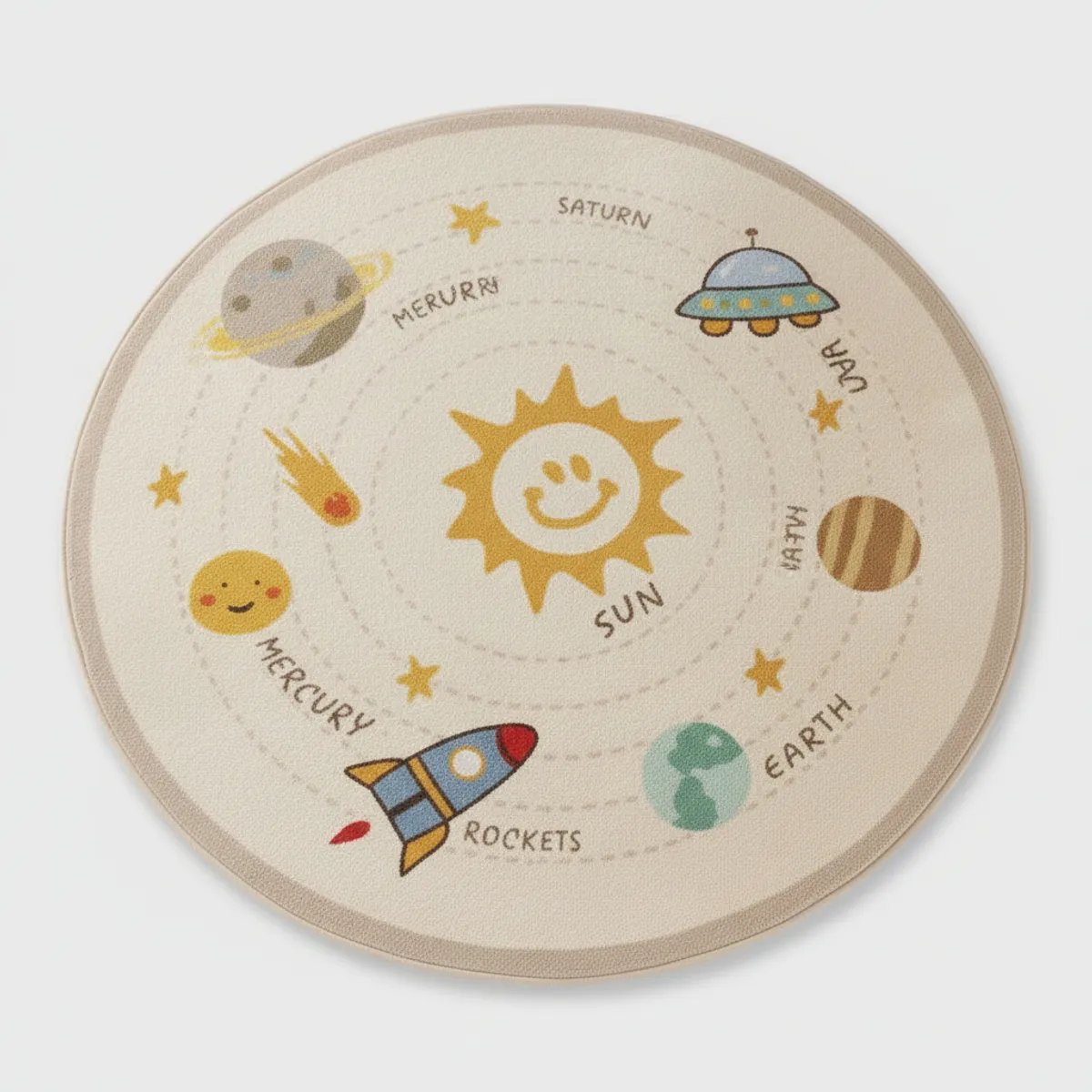 GENERICO - Alfombra Redonda para Niños 100 cm – Estilo Espacio y Sistema Solar