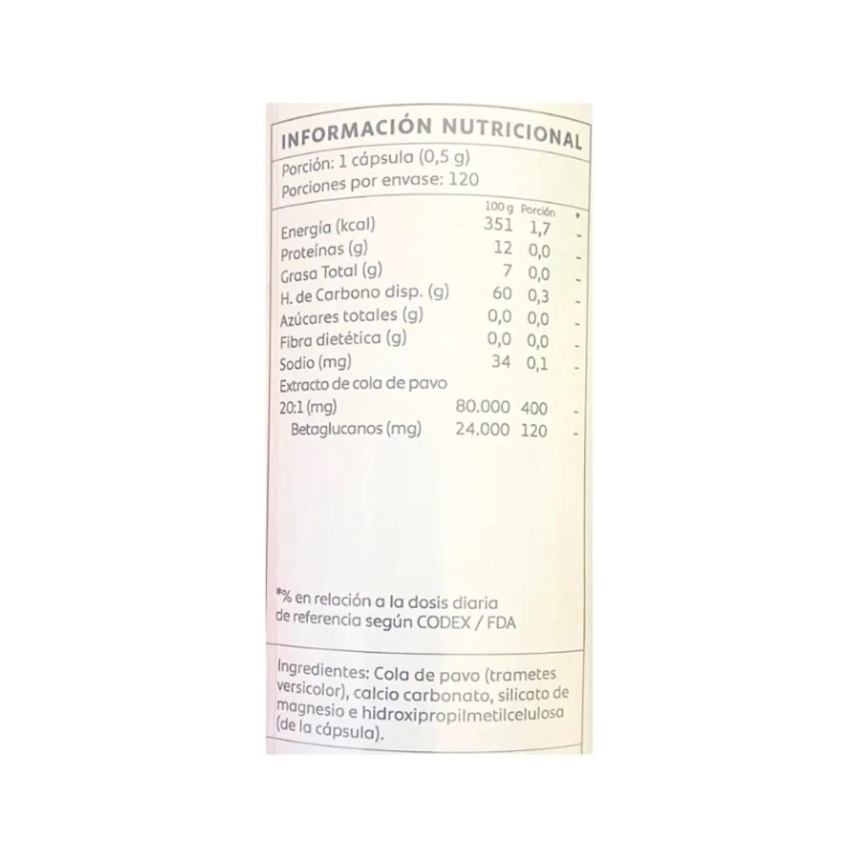 GENERICO - Cola De Pavo Turkey Tail 60 Capsulas Mind Nutrition