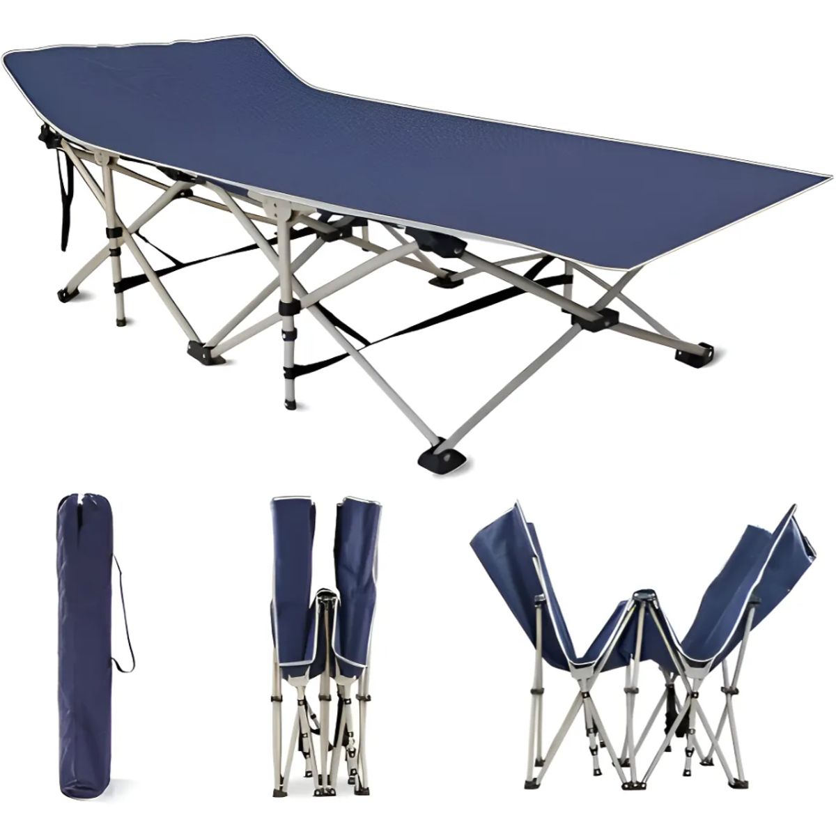 OKAY - Cama Plegable Portátil Para Camping Portátil Ligera Azul