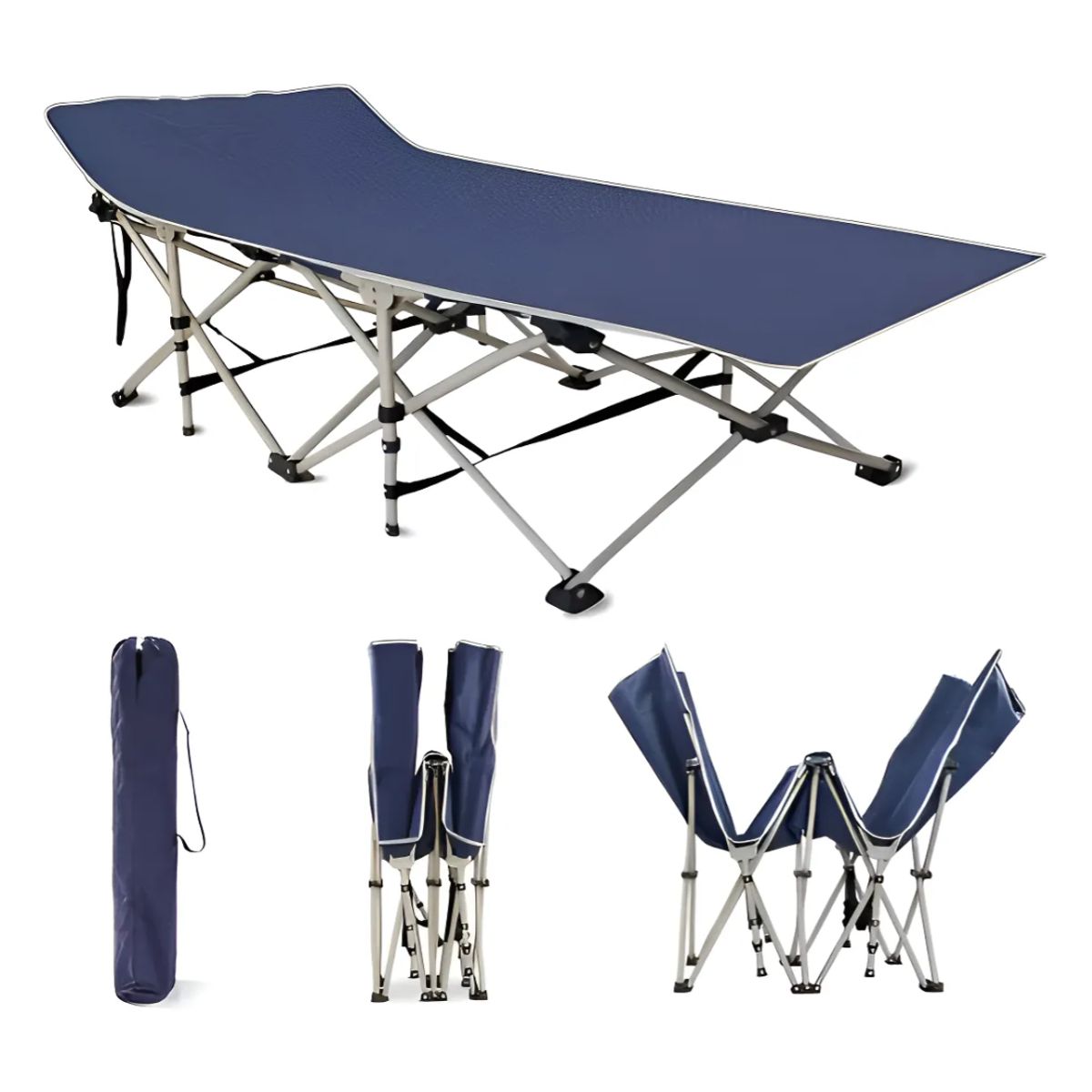 OKAY - Cama Plegable Portátil Para Camping Portátil Ligera Azul