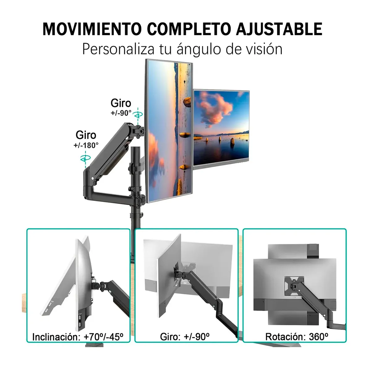 OFERTABKN - Brazo Soporte Doble Monitor Escritorio 13 A 32 Pulgadas 9kg