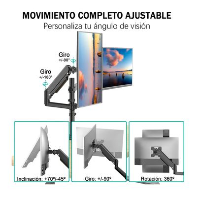 Imagen 2 del producto Brazo Soporte Doble Monitor Escritorio 13 A 32 Pulgadas 9kg
