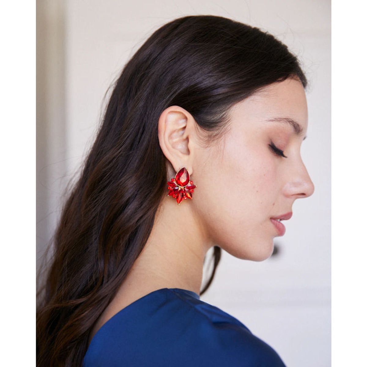 MI PLACARD - Aros Emma Gota Piedras Y Strass Rojo