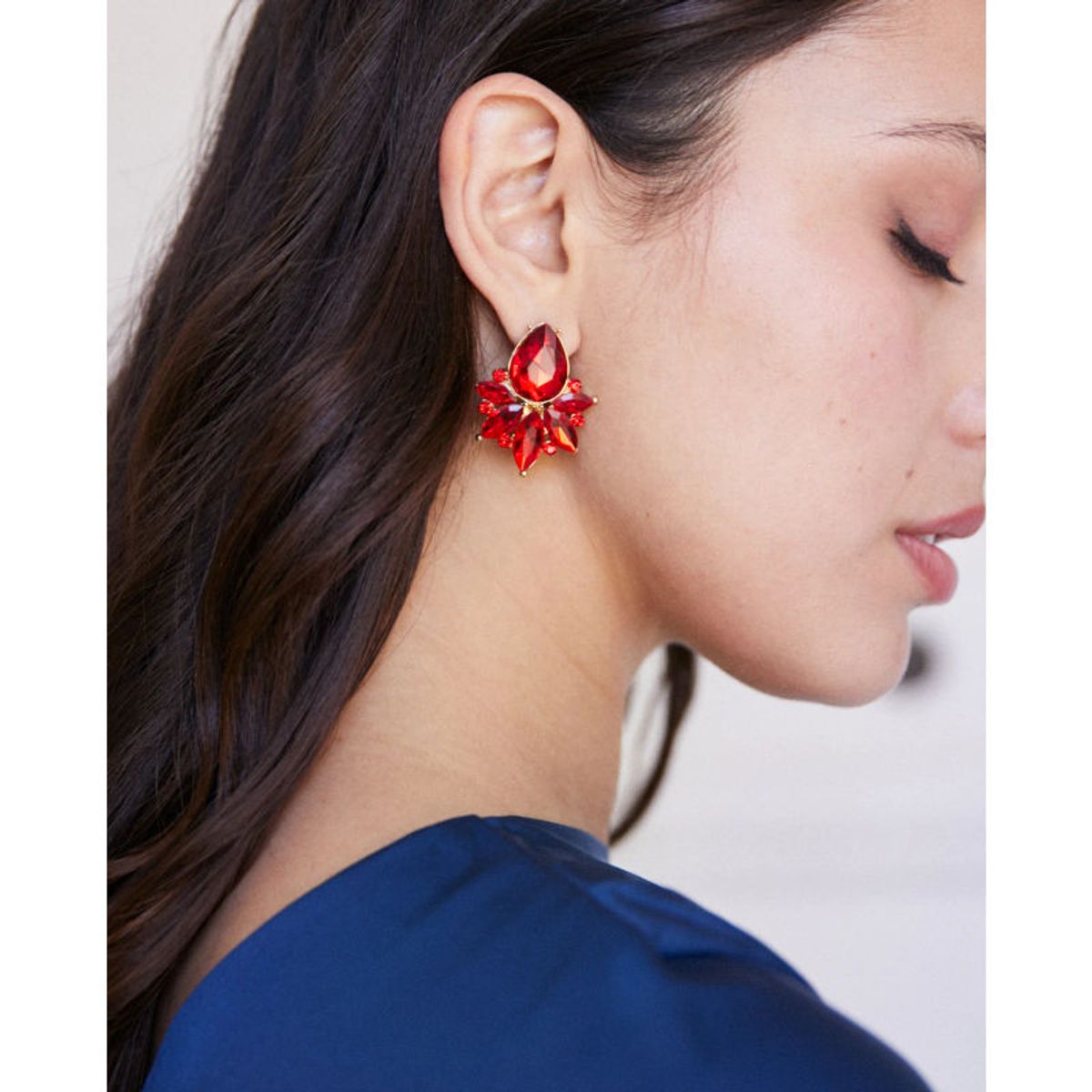 MI PLACARD - Aros Emma Gota Piedras Y Strass Rojo