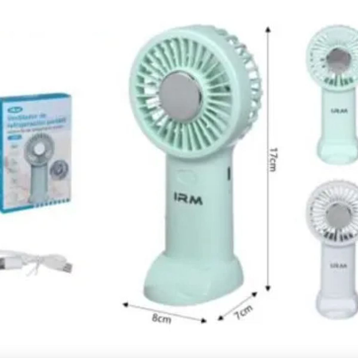IRM - Mini Ventilador Portátil Recargable Usb De Mano Celeste