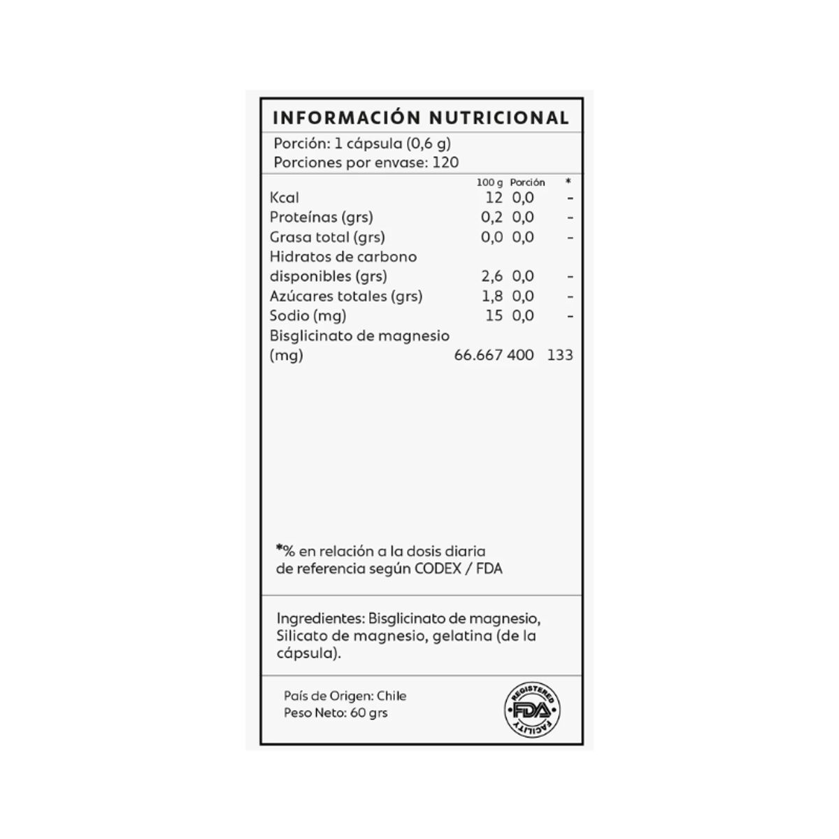 GENERICO - Bisglicinato De Magnesio 60 Capsulas Mind Nutrition